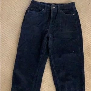 Blue high rise mom corduroy jeans